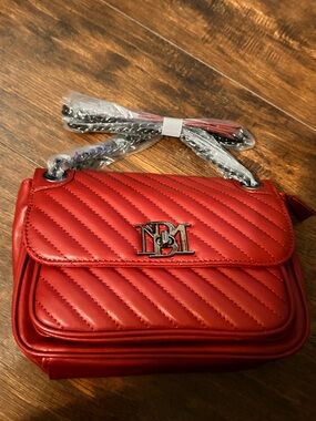 Elegant Badgley Mischka Red Quilted Shoulder Bag/Crossbody NWT. Gift Ready